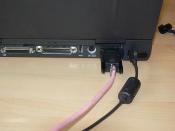 Serial connection on a laptop using adapter.