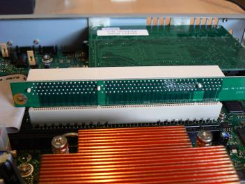 Ethernet card installed with 'rails' and riser.
