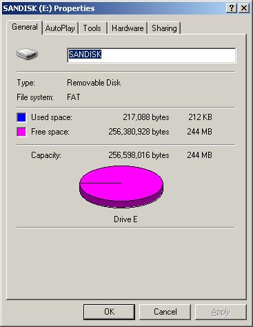 Full capacity flash card.